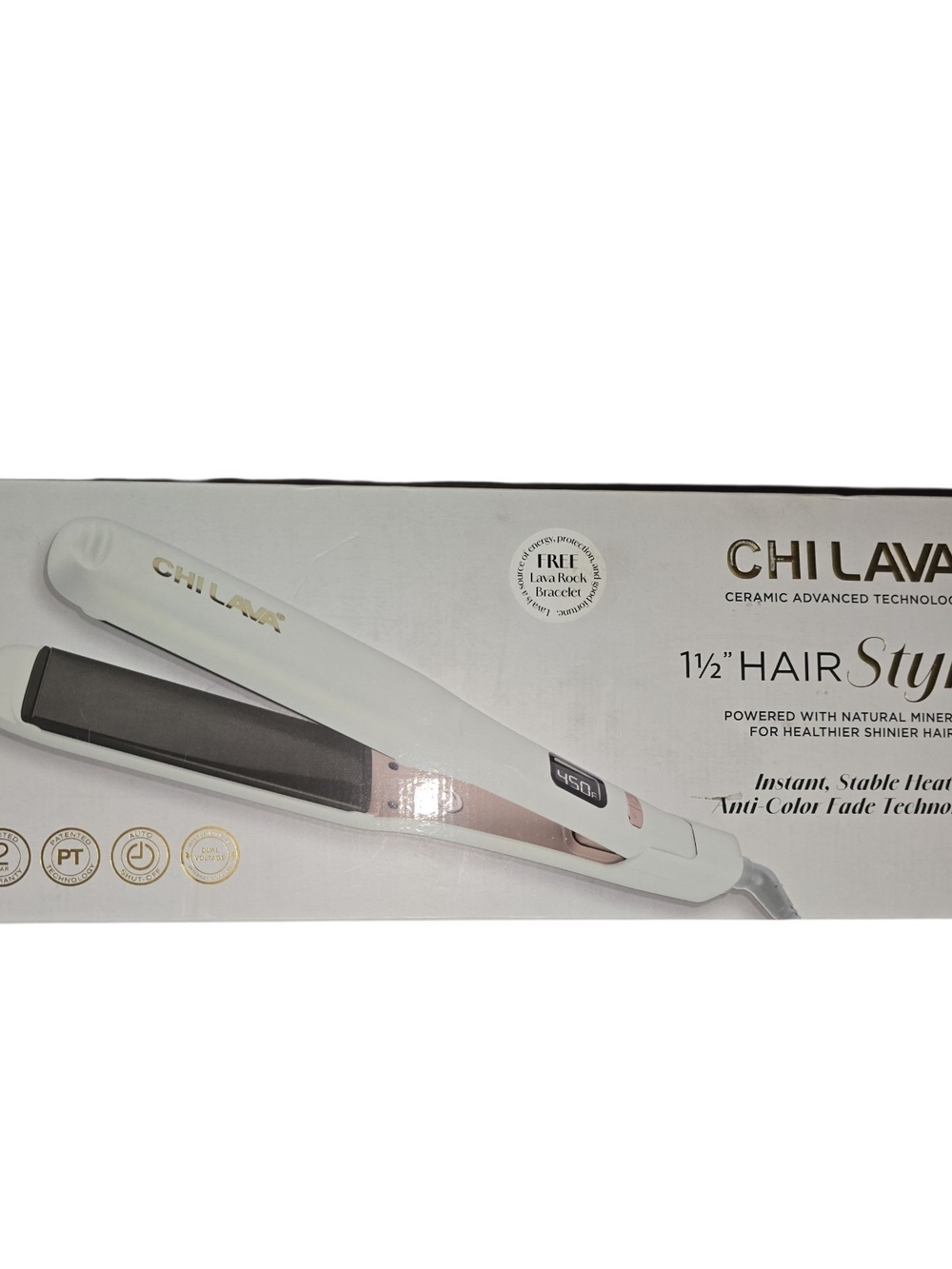 CHI LAVA Ceramic 1½" White Hair Styler - Smooth Shine Flat Iron